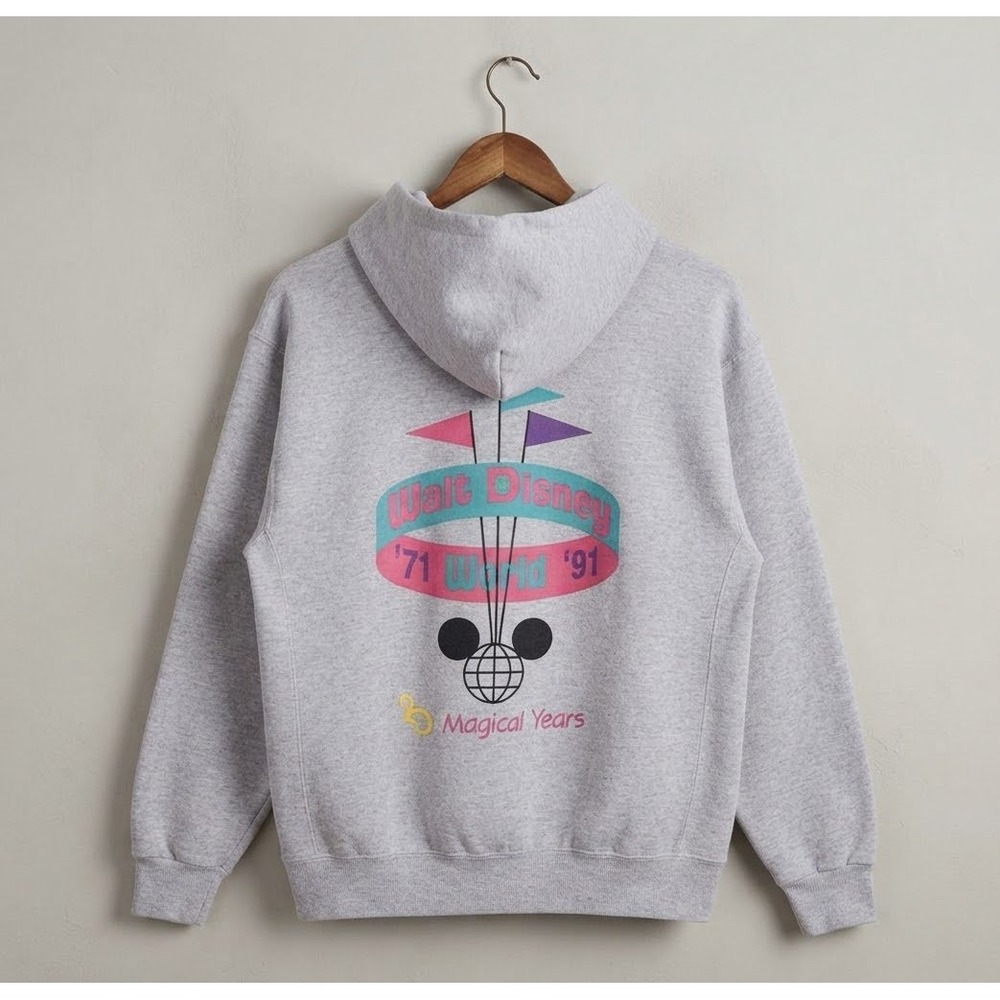 Walt Disney World 20 Magical Years Hoodie Gray 1971-1991 Anniversary Large NWT